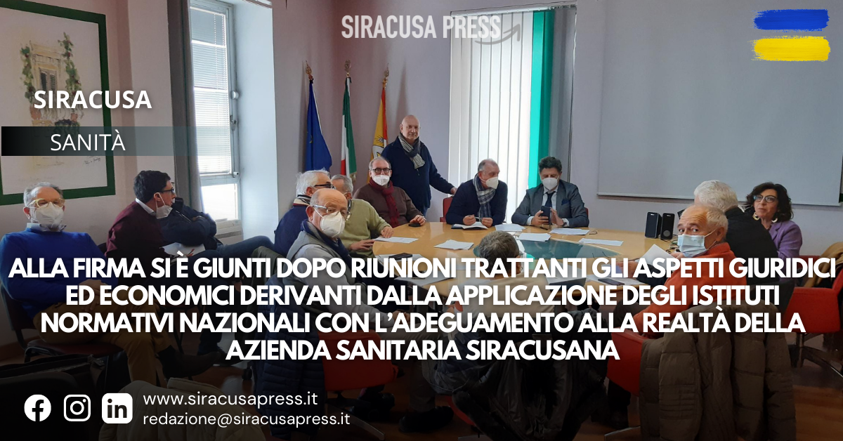 Asp Siracusa Siglati I Contratti Integrativi Aziendali Della Dirigenza